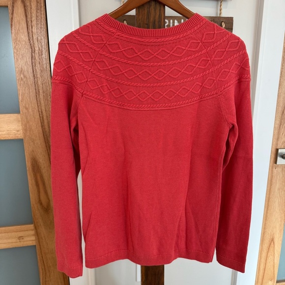 Talbots Womens CORAL Cable Knit Raglan Cashmere Blend Crewneck Sweater Small NEW - Picture 11 of 16
